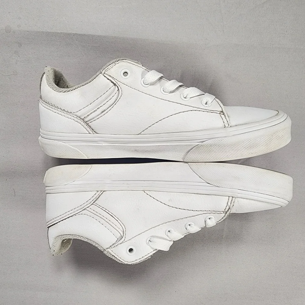 Vans Youth 2.0 White Leather Low Top Lace Up Skate Sneakers 500714